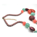 2021 winter and autumn series long acrylic and resin green and rose red beaded necklace